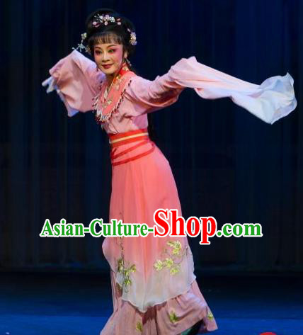 Chinese Shaoxing Opera young Lady Yuan Yumei Dress Garment and Headpieces Tao Li Mei Yue Opera Huadan Female Apparels Costumes