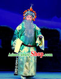 Di Qing Chinese Peking Opera General Yang Zongbao Garment Costumes and Headwear Beijing Opera Military Officer Apparels Elderly Male Clothing
