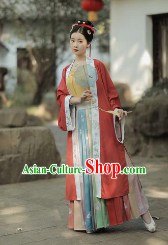 Chinese Traditional Song Dynasty Young Lady Apparels Historical Costumes Ancient Civilian Female Hanfu Dress Garment for Women