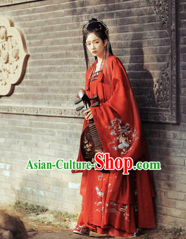 Chinese Traditional Tang Dynasty Royal Princess Apparels Historical Costumes Ancient Court Female Red Hanfu Dress Wedding Garment for Women
