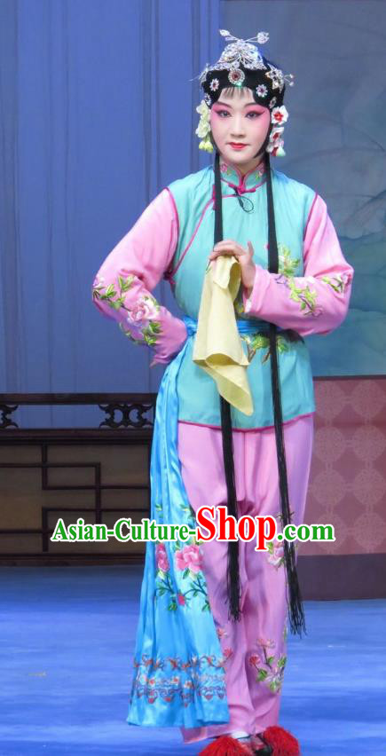 Chinese Ping Opera Young Female Apparels Costumes and Headdress Traditional Pingju Opera Tao Li Mei Xiaodan Dress Garment
