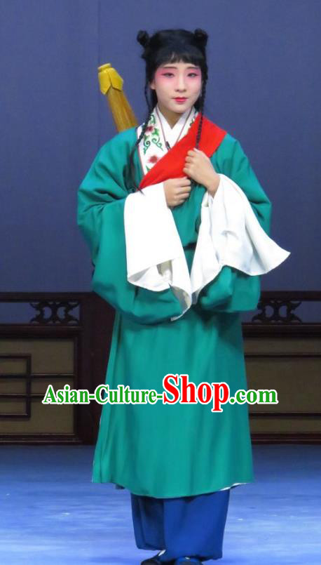 Tao Li Mei Chinese Ping Opera Young Boy Costumes and Headwear Pingju Opera Servant Apparels Clothing