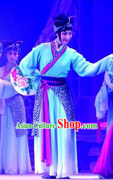 Chinese Beijing Opera Country Woman Apparels Tian Dao Xing Costumes and Headdress Traditional Peking Opera Maidservant Li Ruilian Dress Garment