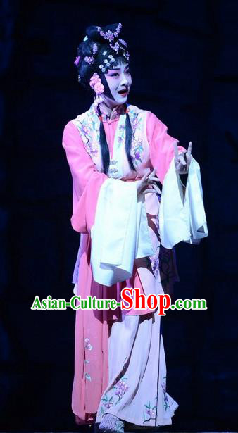 Chinese Beijing Opera Xiaodan Apparels Tian Dao Xing Costumes and Headdress Traditional Peking Opera Maidservant Li Ruilian Dress Servant Girl Garment