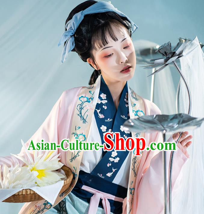 Chinese Ancient Country Women Hanfu Dress Traditional Garment Song Dynasty Civilian Lady Apparels Historical Costumes Complete Set