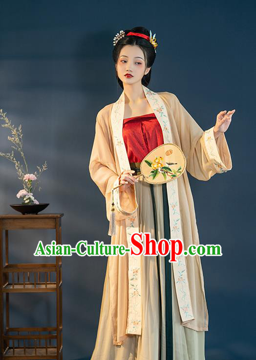 Chinese Ancient Young Female Hanfu Dress Traditional Garment Apparels Song Dynasty Historical Costumes Complete Set