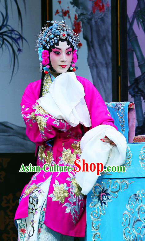 Chinese Beijing Opera Actress Shen Wan E Apparels Shi Wen Hui Costumes and Headpieces Traditional Peking Opera Young Female Dress Hua Tan Rosy Garment