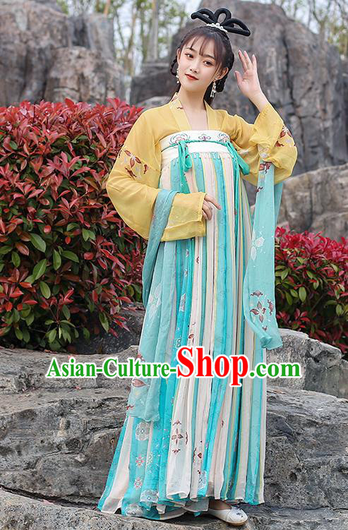 Chinese Traditional Tang Dynasty Noble Female Hanfu Dress Ancient Apparels Patrician Lady Historical Costumes for Women