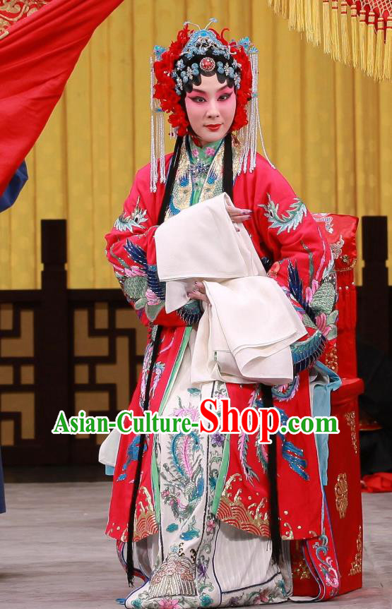 Chinese Beijing Opera Bride Xue Xiangling Apparels Chun Qiu Pavilion Costumes and Headpieces Traditional Peking Opera Hua Tan Dress Rich Lady Garment
