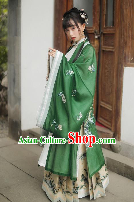 Chinese Traditional Ming Dynasty Noble Infanta Historical Costumes Ancient Court Female Garment Embroidered Hanfu Dress