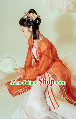 Chinese Traditional Song Dynasty Young Lady Historical Costumes Ancient Civilian Female Embroidered Hanfu Dress Garment