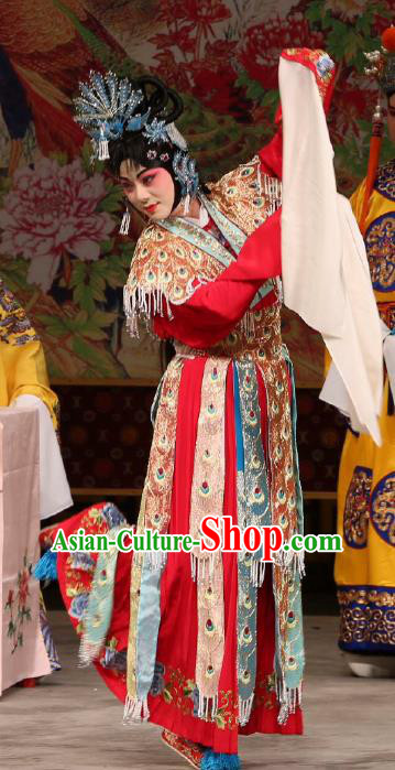 Chinese Beijing Opera Imperial Consort Qi Ji Apparels Fish and Algae Palace Costumes and Headdress Traditional Peking Opera Hua Tan Dress Young Female Garment