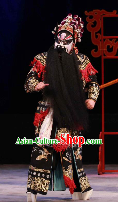 Feng Yu Xing Huang Qi Chinese Peking Opera Wusheng Song Jiang Garment Costumes and Headwear Beijing Opera Painted Face Apparels Hero Li Kui Clothing