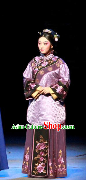 Chinese Beijing Opera Young Mistress Bai Yufen Apparels The Grand Mansion Gate Costumes and Headdress Traditional Peking Opera Rich Female Dress Garment