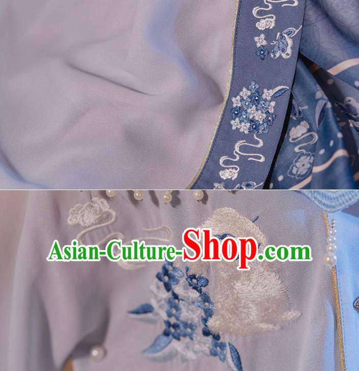 Chinese Traditional Ming Dynasty Patrician Lady Historical Costumes Ancient Noble Woman Embroidered Hanfu Dress Garment Complete Set