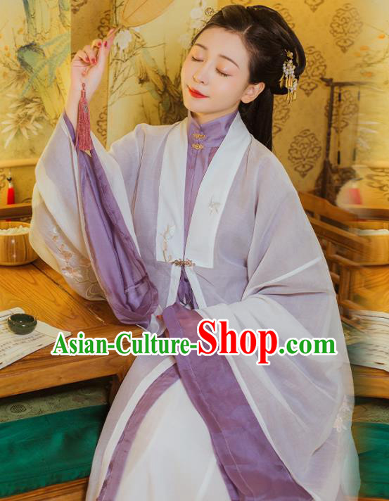 Chinese Traditional Ming Dynasty Noble Female Embroidered Hanfu Dress Garment Ancient Patrician Lady Historical Costumes