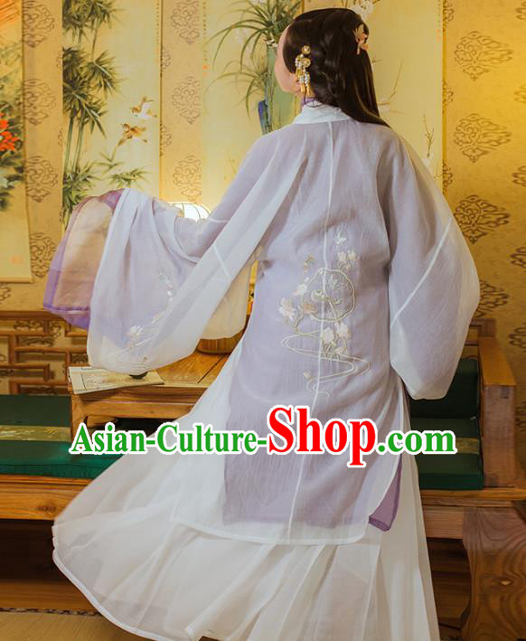 Chinese Traditional Ming Dynasty Noble Female Embroidered Hanfu Dress Garment Ancient Patrician Lady Historical Costumes