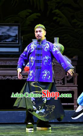 Jin E Chinese Ping Opera Qing Dynasty Elderly Landlord Garment Costumes and Headwear Pingju Opera Laosheng Apparels Clothing