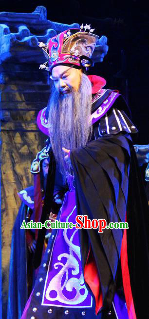 Cao Cao Chinese Peking Opera Laosheng Apparels Costumes and Headpieces Beijing Opera Elderly Male Garment Prime Minister Clothing