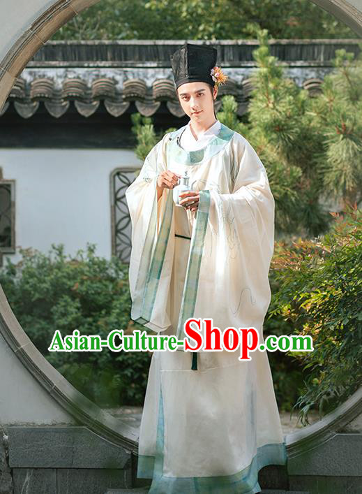 Chinese Traditional Song Dynasty Scholar Historical Costumes Ancient Nobility Childe Hanfu Young Man Garment Clothing