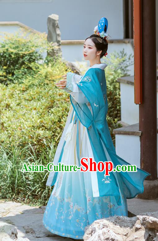 Chinese Ancient Court Lady Embroidered Hanfu Dress Traditional Song Dynasty Women Garment Royal Princess Historical Costumes