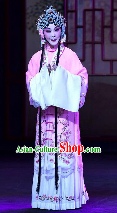 Chinese Ping Opera Diva Zhao Jintang Apparels Costumes and Headpieces Zhao Jintang Traditional Pingju Opera Hua Tan Pink Dress Garment