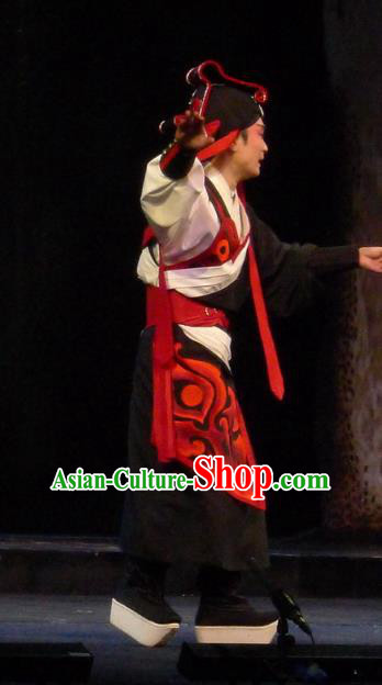 Hui Lan Ji Chinese Sichuan Opera Swordsman Apparels Costumes and Headpieces Peking Opera Wusheng Garment Martial Man Clothing
