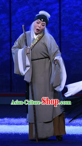 Chinese Ping Opera Elderly Female Apparels Costumes and Headpieces Traditional Pingju Opera Beggar Woman Dress Garment