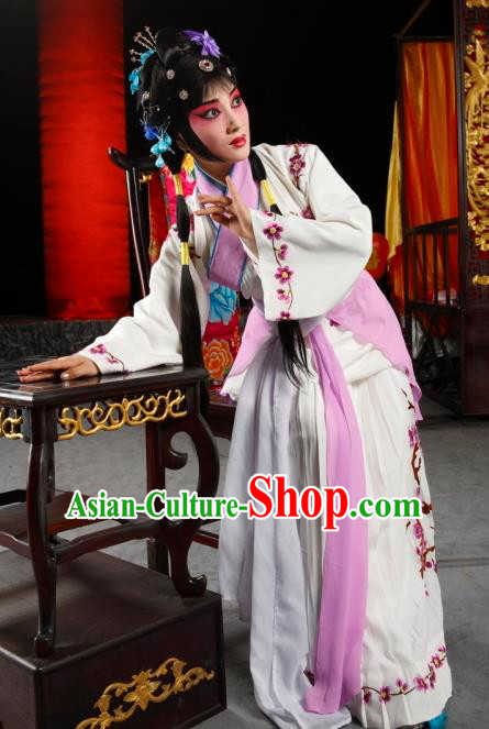 Chinese Sichuan Opera Servant Girl Yan Yan Costumes and Hair Accessories Traditional Peking Opera Xiaodan Dress Young Lady Apparels