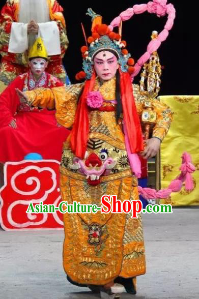 The Legend of White Snake Chinese Sichuan Opera Martial Male Apparels Costumes and Headpieces Peking Opera Er Lang God Garment General Armor Clothing