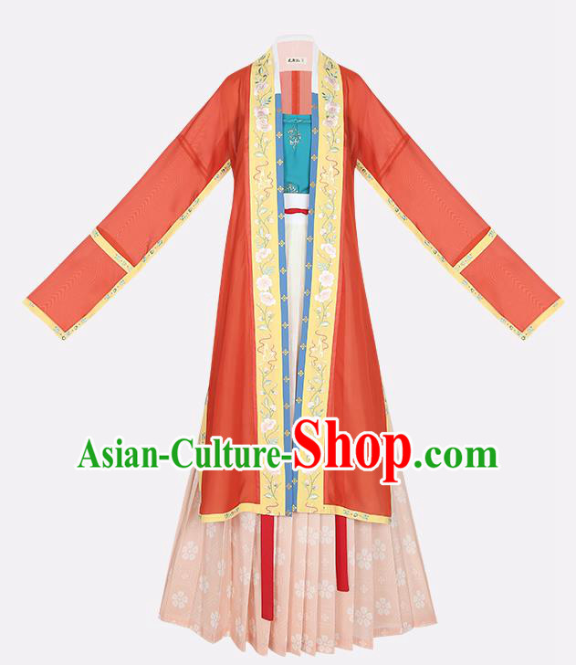 Chinese Ancient Imperial Concubine Embroidered Hanfu Dress Traditional Song Dynasty Court Women Historical Costumes Complete Set