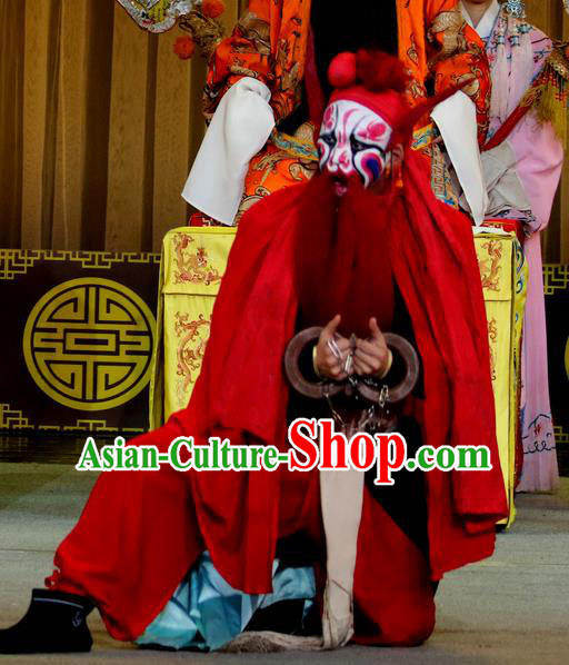 Jin Dian Shen La Chinese Sichuan Opera Martial Man Apparels Costumes and Headpieces Peking Opera Wusheng Garment Prisoner Clothing