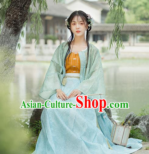 Chinese Ancient Young Lady Hanfu Dress Traditional Ming Dynasty Civilian Women Historical Costumes Complete Set