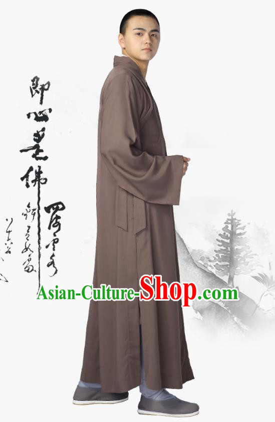 Chinese Traditional Buddhist Bonze Costume Meditation Garment Monk Orange Robe Frock for Men