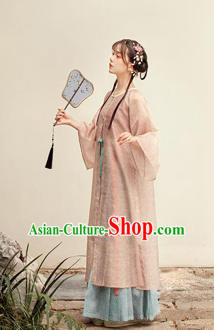 Chinese Ancient Ming Dynasty Young Female Hanfu Dress Traditional Garment Nobility Lady Historical Costumes Complete Set
