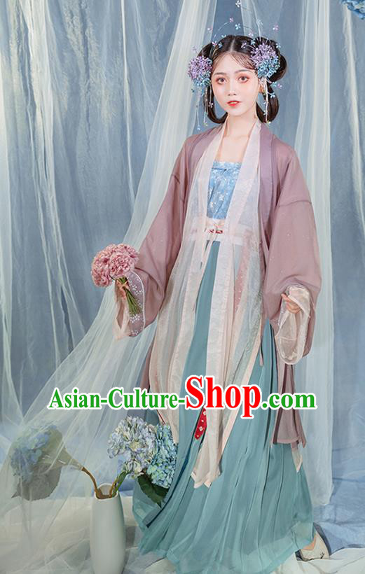 Chinese Ancient Village Girl Hanfu Dress Traditional Garment Song Dynasty Young Lady Historical Costumes Complete Set