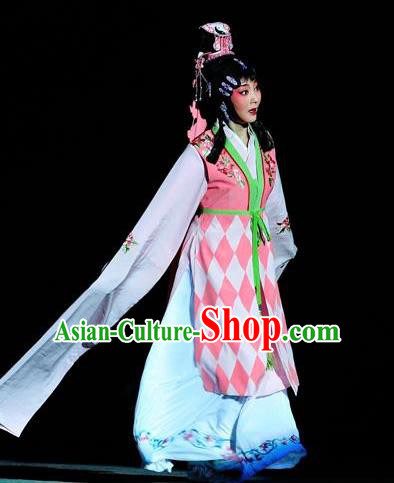 Chinese Sichuan Opera Young Lady Garment Costumes and Hair Accessories The Jade Hairpin Traditional Peking Opera Hua Tan Dress Diva Chen Jiaolian Apparels
