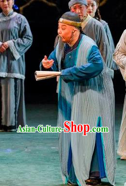 Scholar of Ba Shan Chinese Sichuan Opera Elderly Male Apparels Costumes and Headpieces Peking Opera Old Scholar Garment Sun Dengke Clothing
