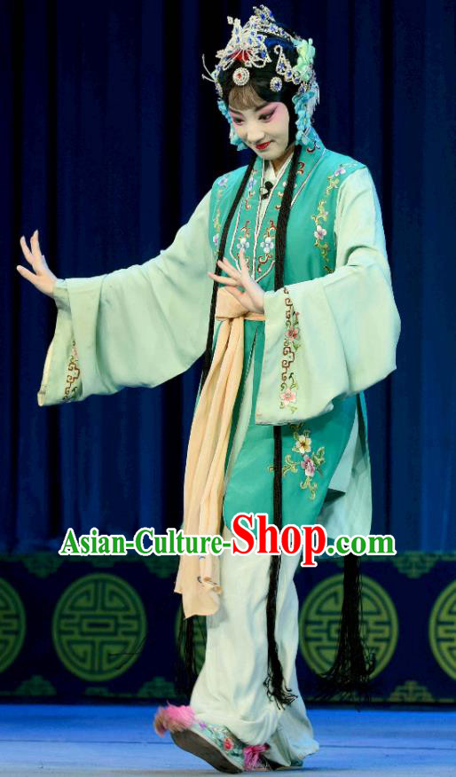 Chinese Sichuan Opera Hua Tan Garment Costumes and Hair Accessories Traditional Peking Opera Actress Dress Fairy Lian Niang Apparels
