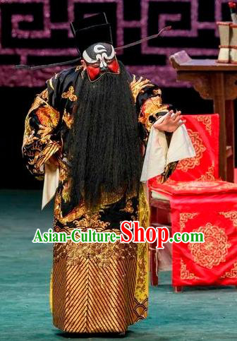 Qin Xianglian Chinese Sichuan Opera Official Bao Zheng Apparels Costumes and Headpieces Peking Opera Elderly Male Garment Painted Role Clothing