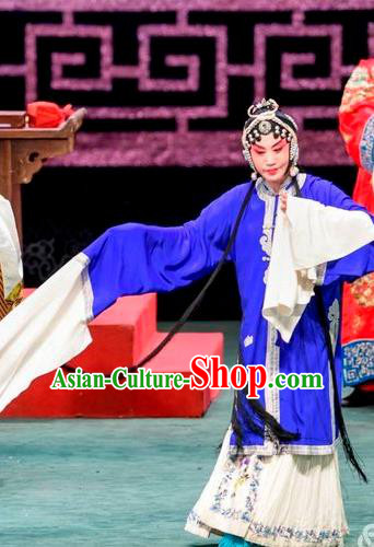 Chinese Sichuan Opera Qin Xianglian Garment Costumes and Hair Accessories Traditional Peking Opera Distress Maiden Dress Tsing Yi Apparels