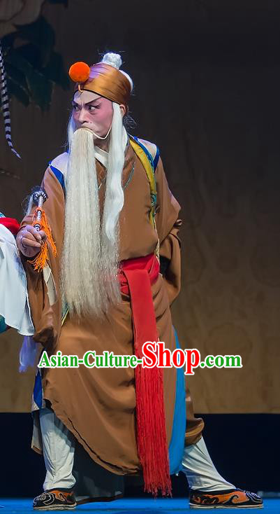 Chinese Sichuan Opera Taoist Priest Apparels Costumes and Headpieces Peking Opera Elderly Male Garment Laosheng Clothing