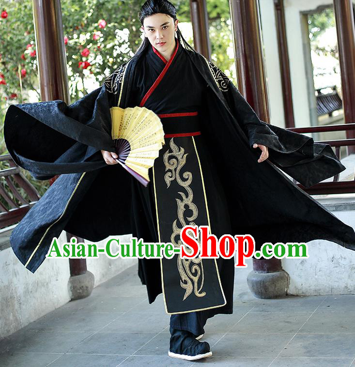 Chinese Han Dynasty Swordsman Historical Costumes Traditional Apparels Ancient Drama Prince Hanfu Clothing for Men