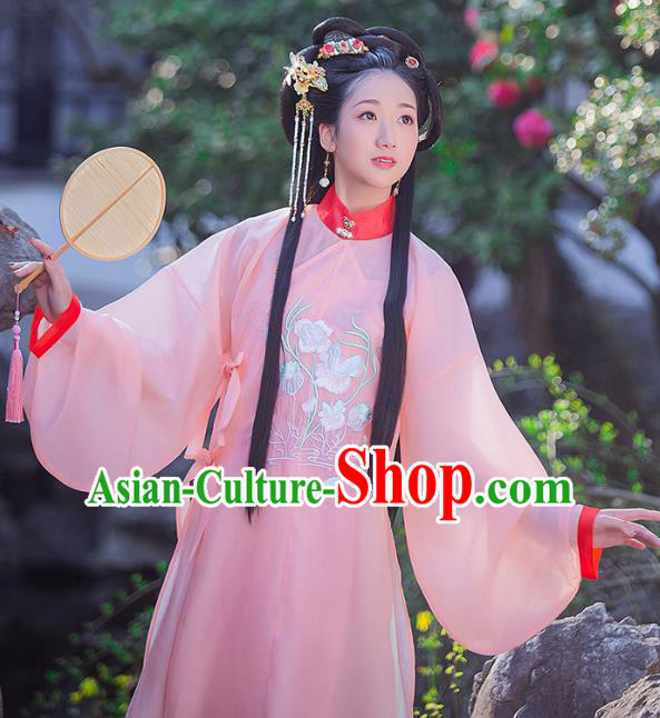 Chinese Ming Dynasty Young Lady Historical Costumes Traditional Ancient Noble Female Hanfu Dress Apparels