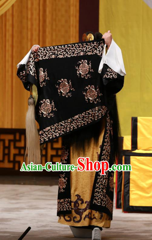 Sister Thirteen Chinese Peking Opera Elderly Male Garment Costumes and Headwear Beijing Opera Laosheng Apparels Official Clothing
