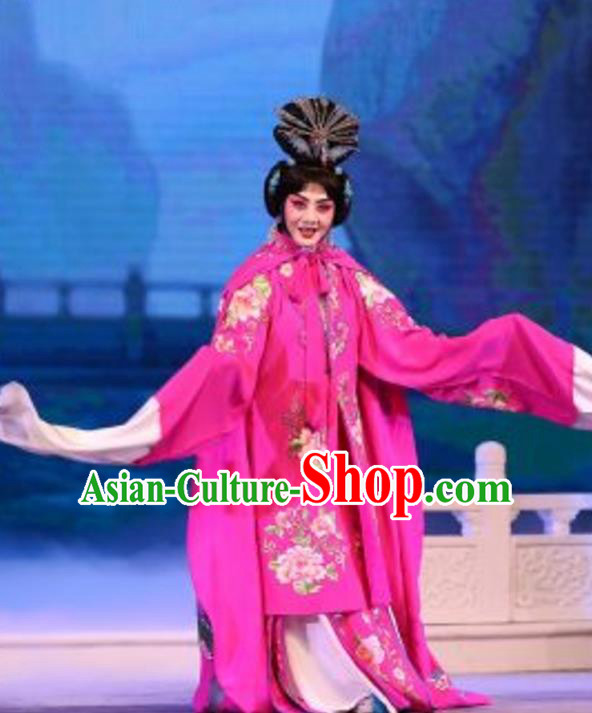 Chinese Beijing Opera Hua Tan Apparels Costumes and Headpieces Mei Lan Ni Chang Traditional Peking Opera Imperial Consort Yang Rosy Dress Garment