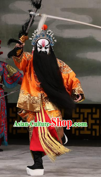 Xi Shi Chinese Peking Opera King Garment Costumes and Headwear Beijing Opera Elderly Male Fu Chai Apparels Clothing