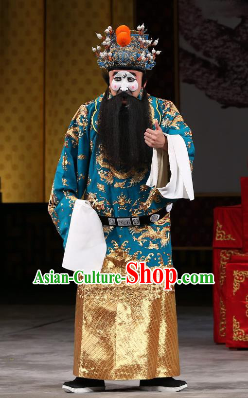 Xi Shi Chinese Peking Opera Official Bo Pi Garment Costumes and Headwear Beijing Opera Elderly Male Apparels Clothing