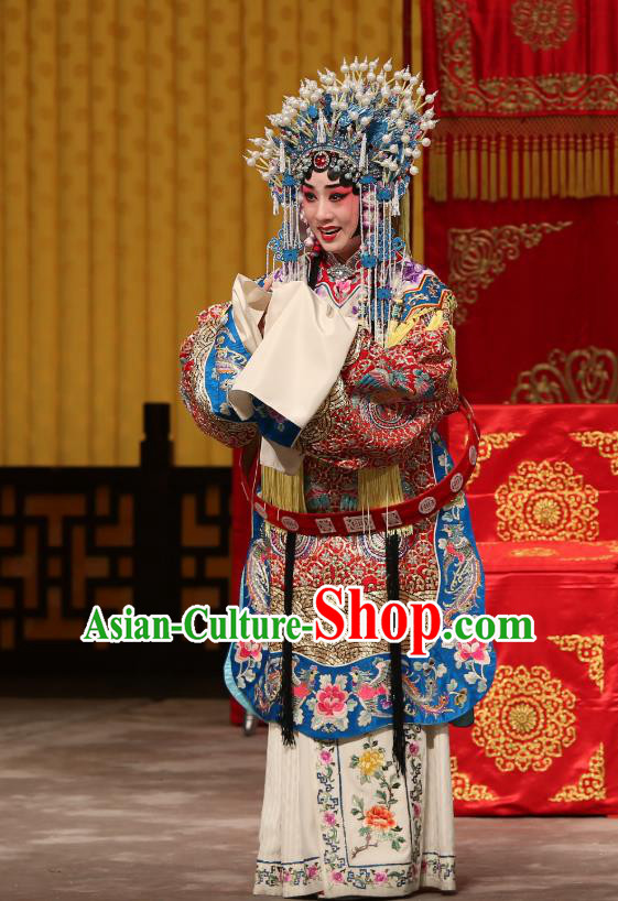 Chinese Beijing Opera Young Female Apparels Costumes and Headdress A Honey Trap Traditional Peking Opera Hua Tan Sun Shangxiang Dress Garment