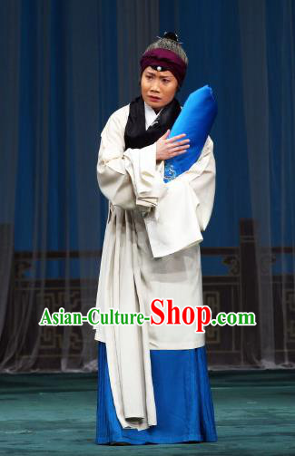 Chinese Beijing Opera Female Servant Apparels Costumes and Headdress The Mirror of Fortune Traditional Peking Opera Elderly Woman Dress Dame Garment